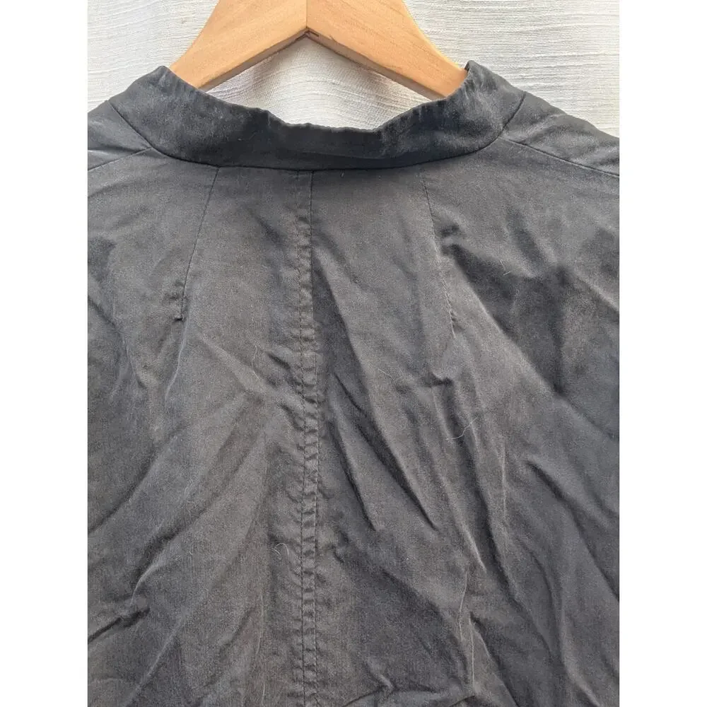 A Moss Womens Full Zip Floral‎ Embroidered Bomber Jacket XS Black Lyocell Blend